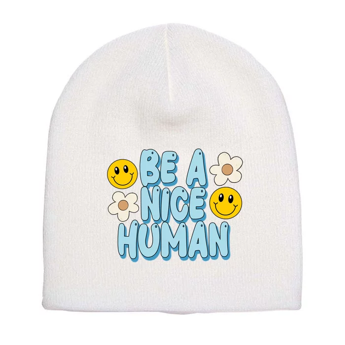 Be A Nice Human Cute Smile Retro Short Acrylic Beanie