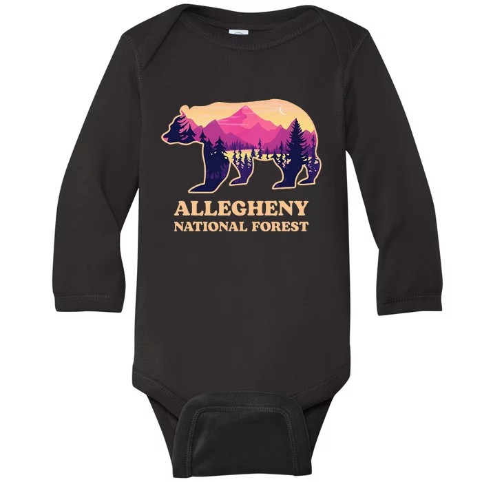 Bear Allegheny National Forest Pennsylvania Hiking Souvenirs Baby Long Sleeve Bodysuit