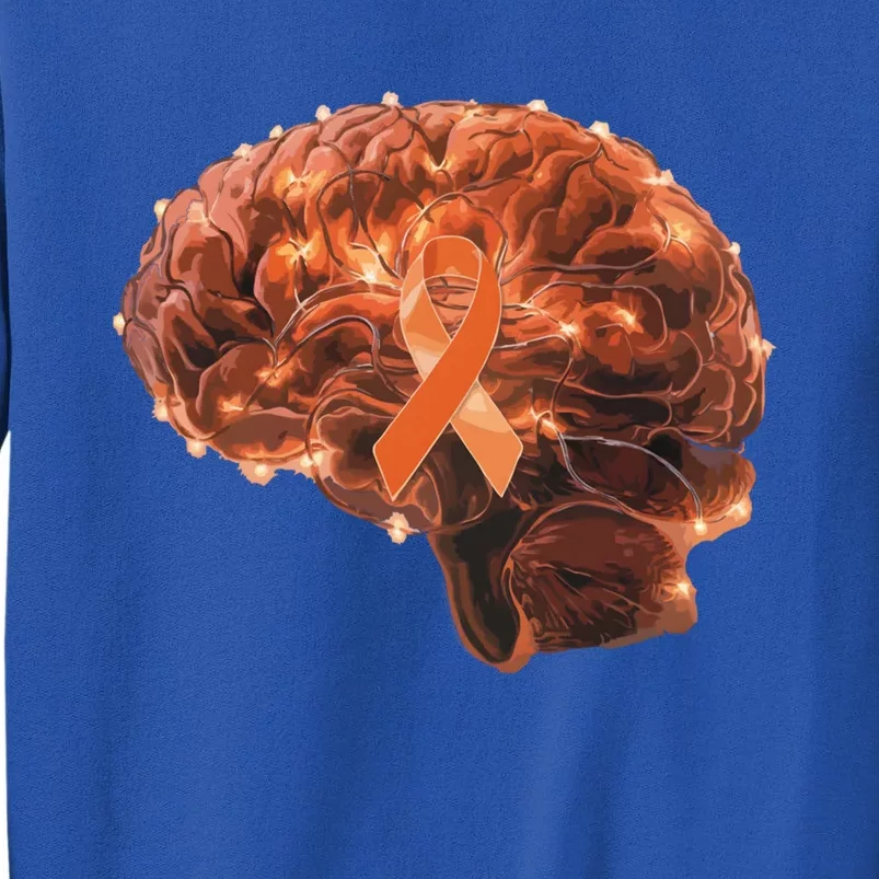 Brain Art Orange Ribbon Multiple Sclerosis Awareness Gift Tall Sweatshirt