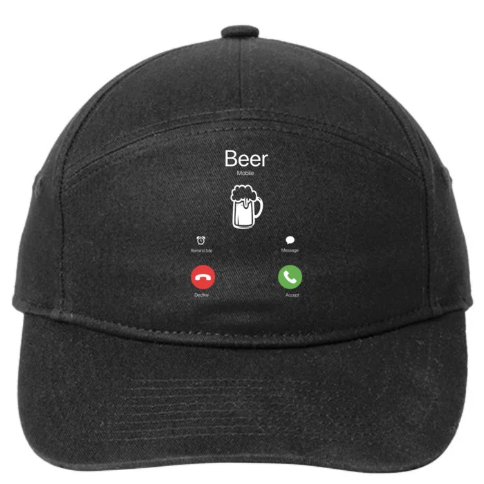 Beer Answer Or Decline Mobil Phone Funny 7-Panel Snapback Hat