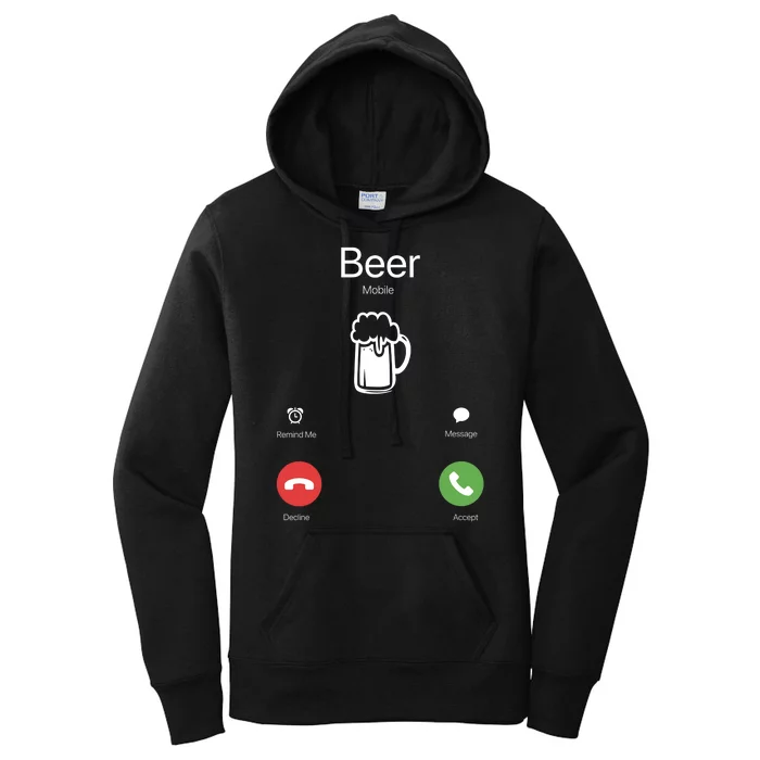 Beer Answer Or Decline Mobil Phone Funny Women's Pullover Hoodie