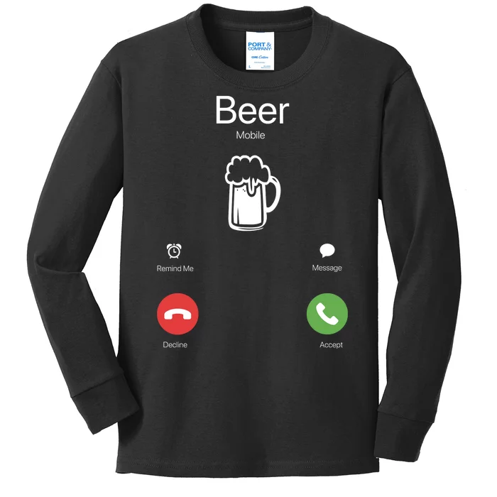 Beer Answer Or Decline Mobil Phone Funny Kids Long Sleeve Shirt