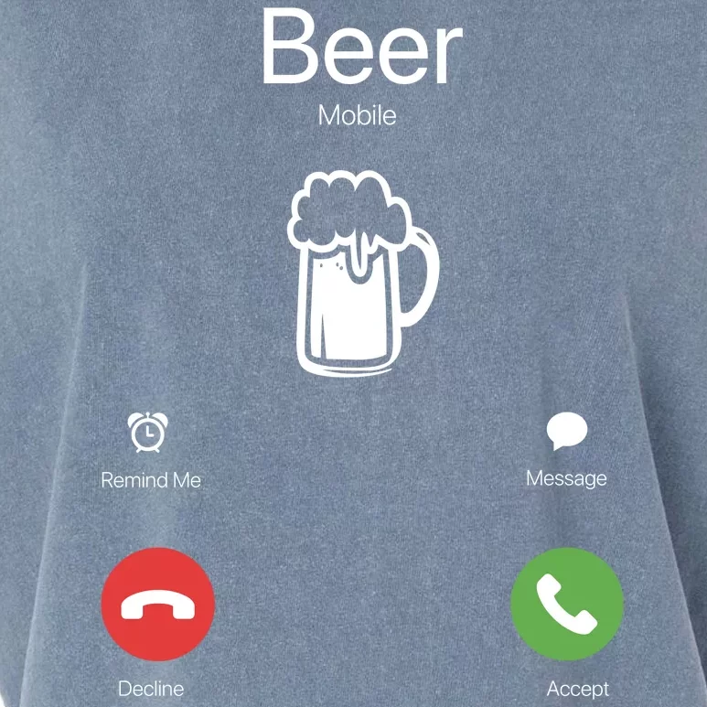 Beer Answer Or Decline Mobil Phone Funny Garment-Dyed Women's Muscle Tee