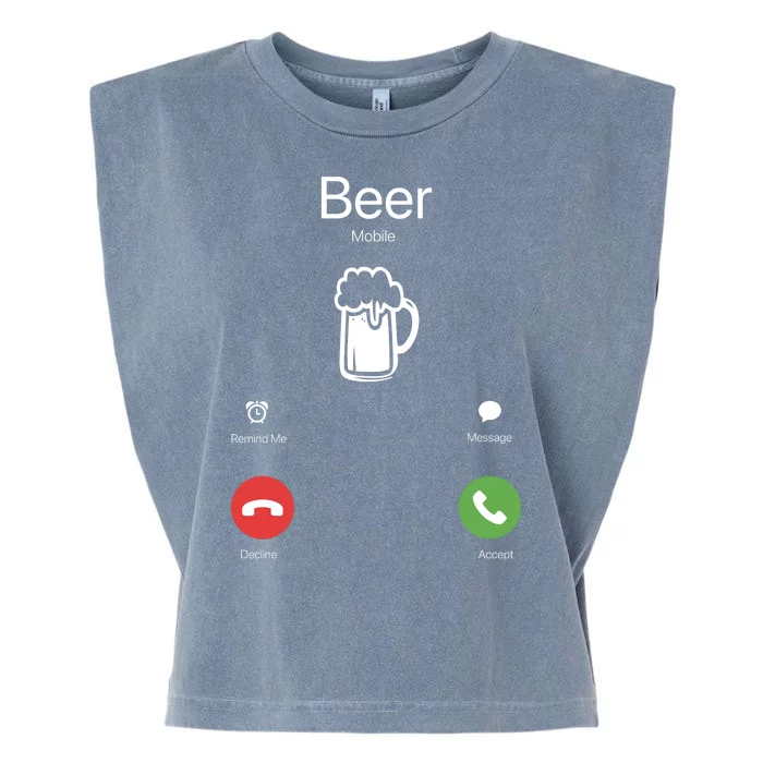 Beer Answer Or Decline Mobil Phone Funny Garment-Dyed Women's Muscle Tee