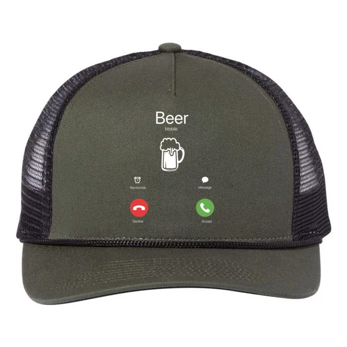 Beer Answer Or Decline Mobil Phone Funny Retro Rope Trucker Hat Cap