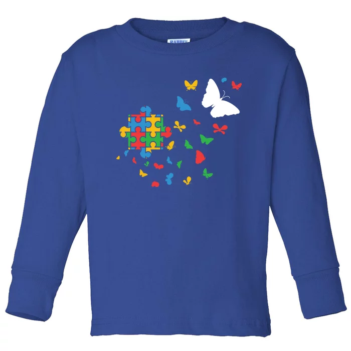 Butterfly Autism Puzzle Autistic Autism Awareness Gift Toddler Long Sleeve Shirt