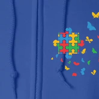 Butterfly Autism Puzzle Autistic Autism Awareness Gift Full Zip Hoodie