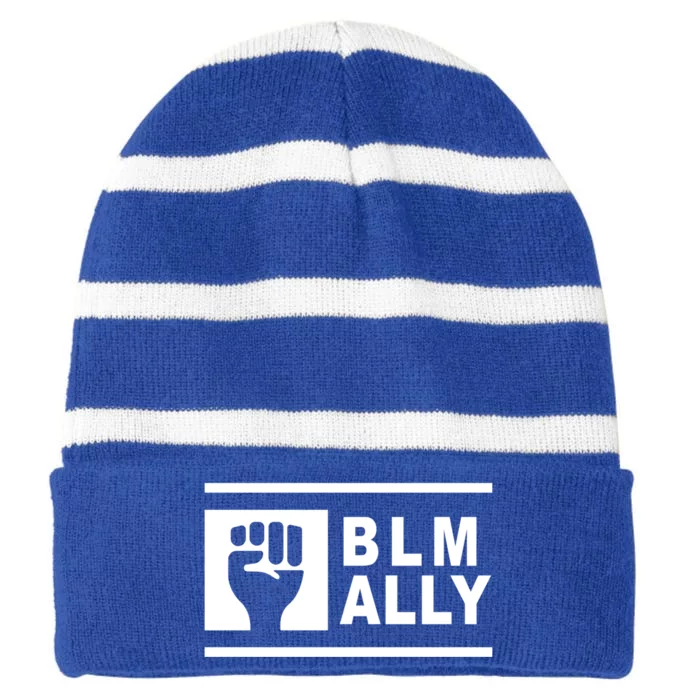 Blm Ally Proud Ally Stands Up For Equality Social Justice Gift Striped Beanie with Solid Band