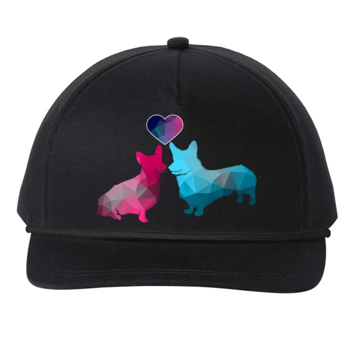 Blue And Pink Corgi Valentine's Day Animal Fans Dog Gift Snapback Five-Panel Rope Hat