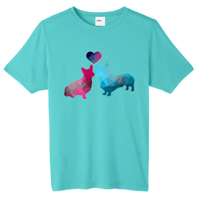 Blue And Pink Corgi Valentine's Day Animal Fans Dog Gift ChromaSoft Performance T-Shirt