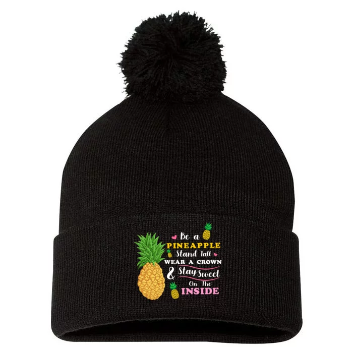 Pineapple Pom Pom 12in Knit Beanie