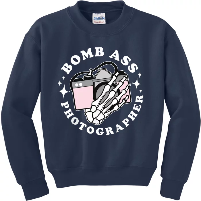 Bomb Ass Photographer Groovy Kids Sweatshirt