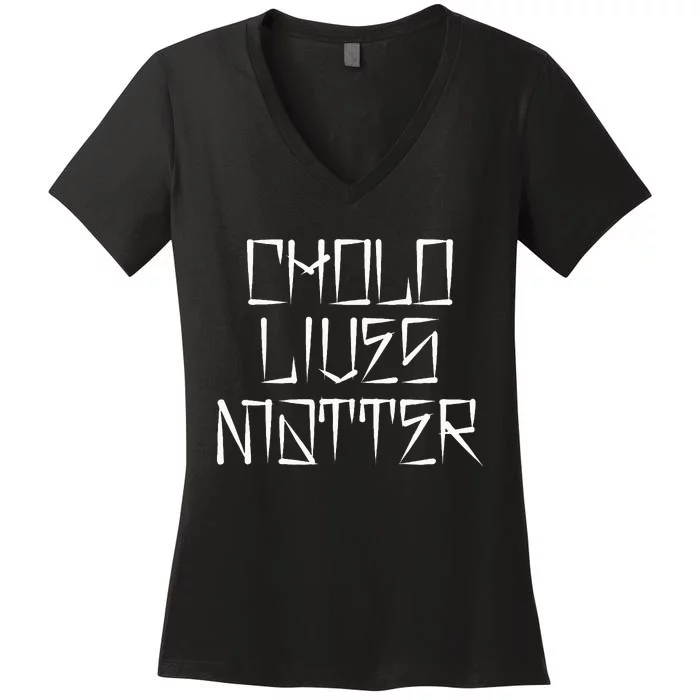 Brown And Proud Latino Mexican Raza Chicano Oldies Cholo Women's V-Neck T-Shirt