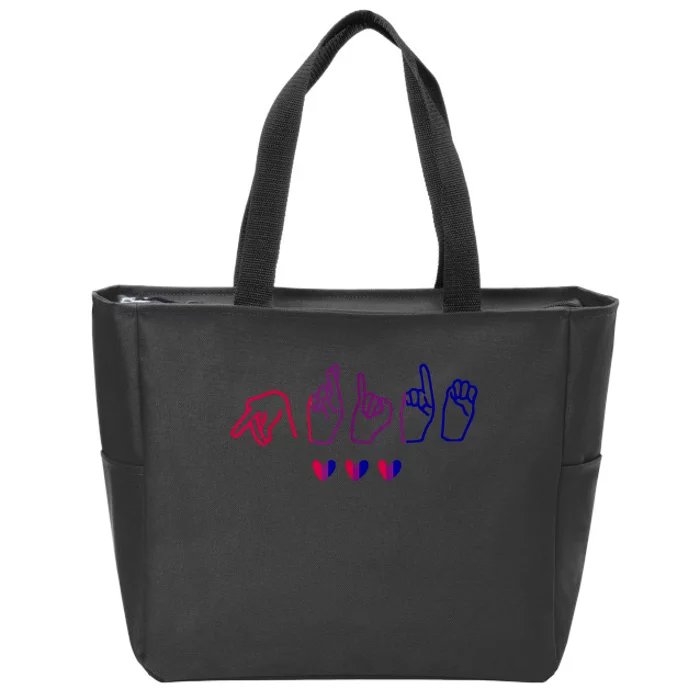 Bisexual ASL Pride Bi Sign Langauge Bisexuality Outfit Zip Tote Bag