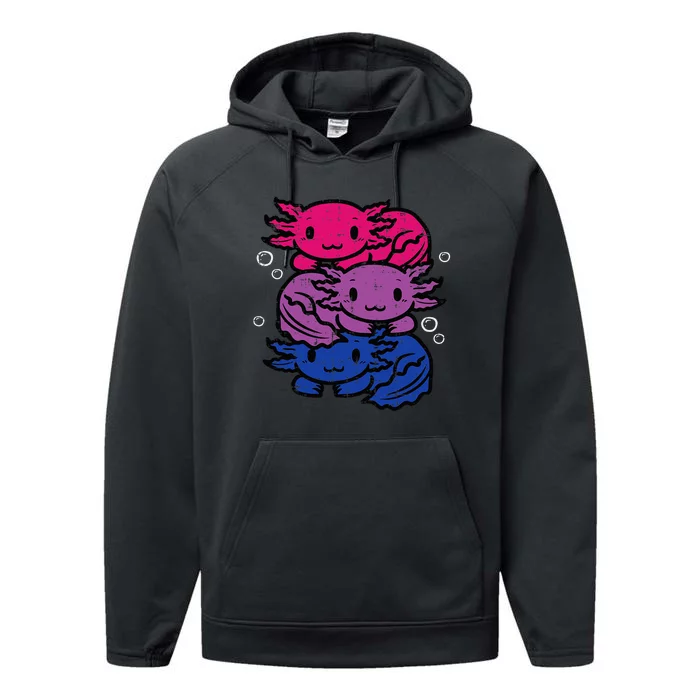 Bisexual Axolotl Pile Cute Bi Pride Flag Lgbt Performance Fleece Hoodie