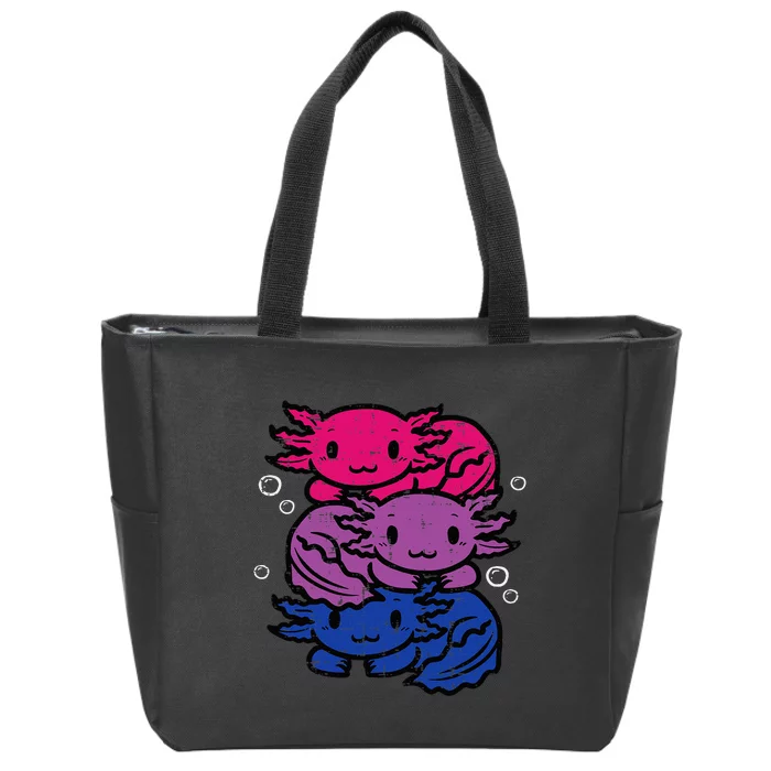 Bisexual Axolotl Pile Cute Bi Pride Flag Lgbt Zip Tote Bag