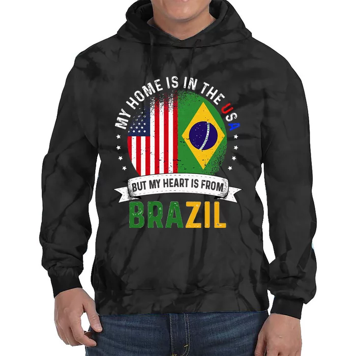 Brazilian American Patriot Heart is from Brazil Flag Tie Dye Hoodie