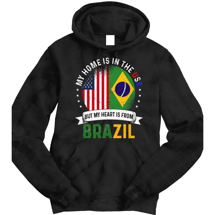 Brazilian American Patriot Heart is from Brazil Flag Tie Dye Hoodie