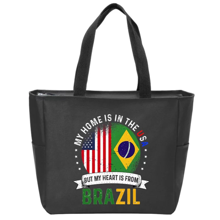 Brazilian American Patriot Heart is from Brazil Flag Zip Tote Bag