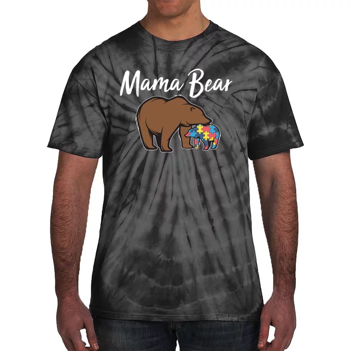 Bear Autism Puzzle Awareness | Mama Bear Mom Gifts Tie-Dye T-Shirt