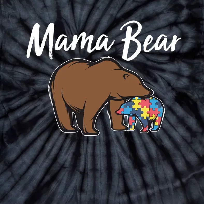 Bear Autism Puzzle Awareness | Mama Bear Mom Gifts Tie-Dye T-Shirt