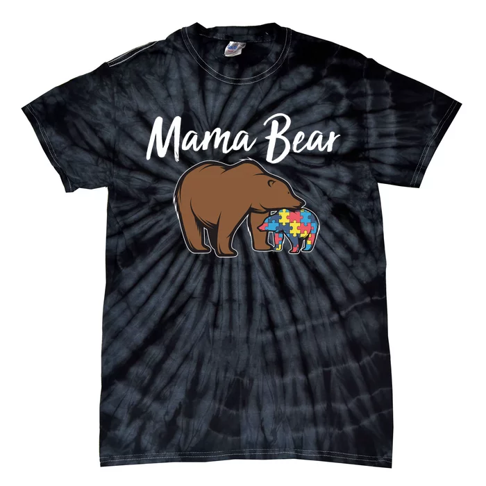 Bear Autism Puzzle Awareness | Mama Bear Mom Gifts Tie-Dye T-Shirt