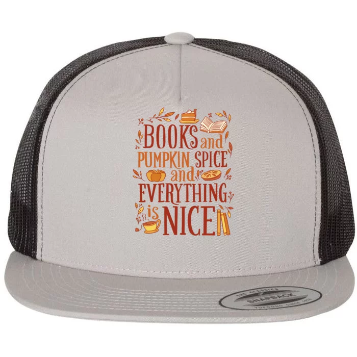 Books And Pumpkin Spice Fall Flat Bill Trucker Hat