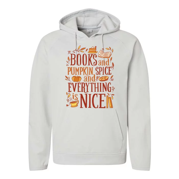 Books And Pumpkin Spice Fall Performance Fleece Hoodie