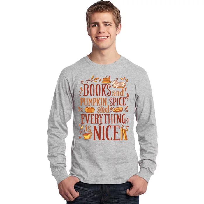 Books And Pumpkin Spice Fall Tall Long Sleeve T-Shirt