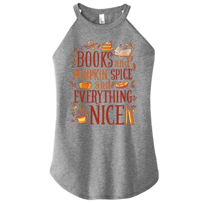 Books And Pumpkin Spice Fall Women’s Perfect Tri Rocker Tank