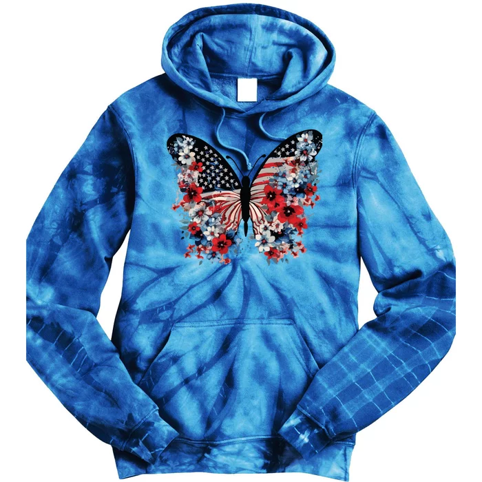 Butterfly America Patriotic 4th Of July Tie Dye Hoodie