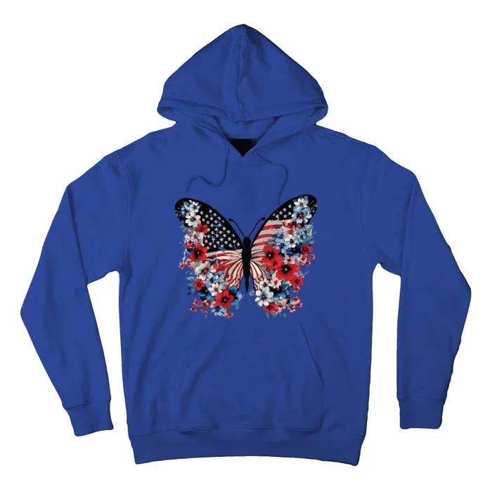 Butterfly America Patriotic 4th Of July Tall Hoodie