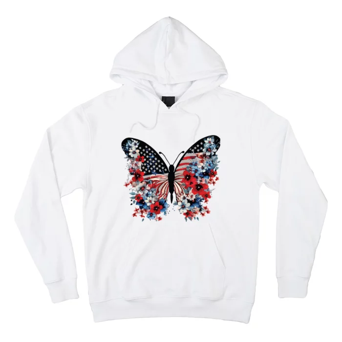 Butterfly America Patriotic 4th Of July Hoodie