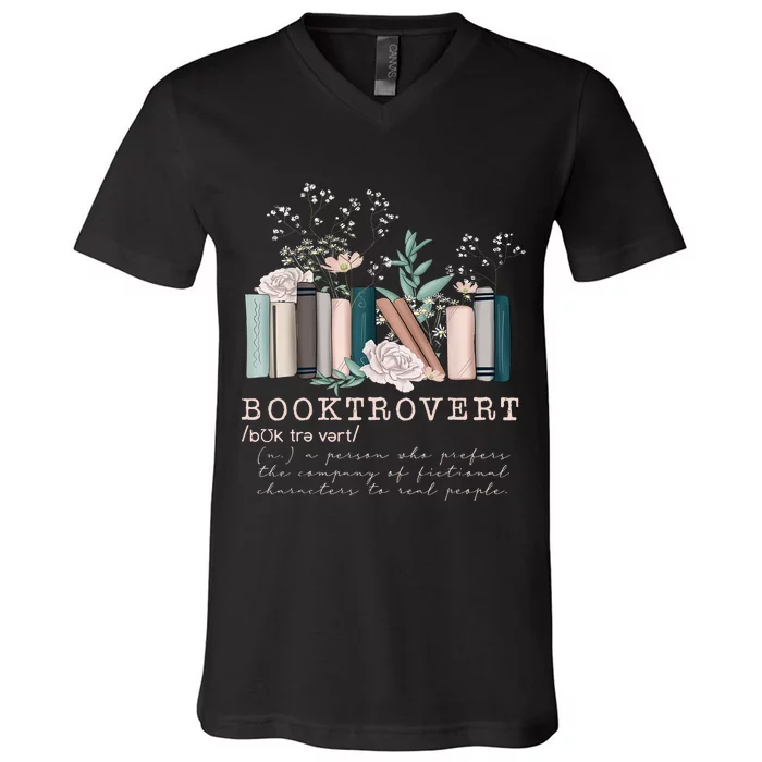 Booktrovert A Person Who Prefers The Company Of Fictional Characters To Read Peo V-Neck T-Shirt