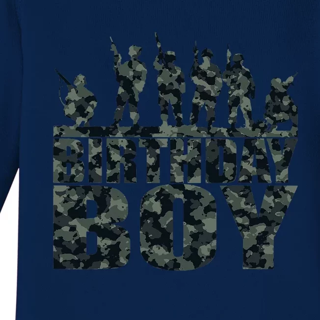 Birthday Army Party Military Party Supplies Camo Green Baby Long Sleeve Bodysuit