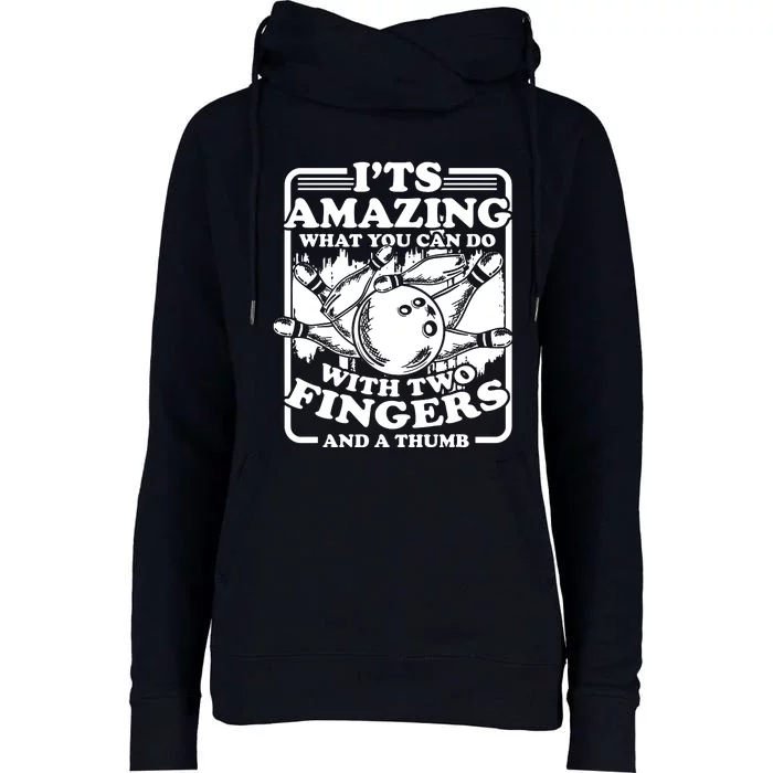 Bowling Alley Pins Spare Strike Womens Funnel Neck Pullover Hood