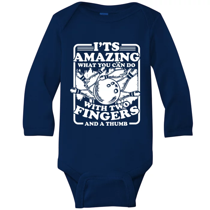 Bowling Alley Pins Spare Strike Baby Long Sleeve Bodysuit