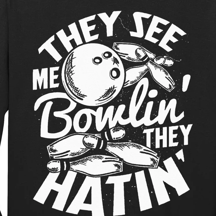 Bowling Alley Pins Spare Strike Tall Long Sleeve T-Shirt