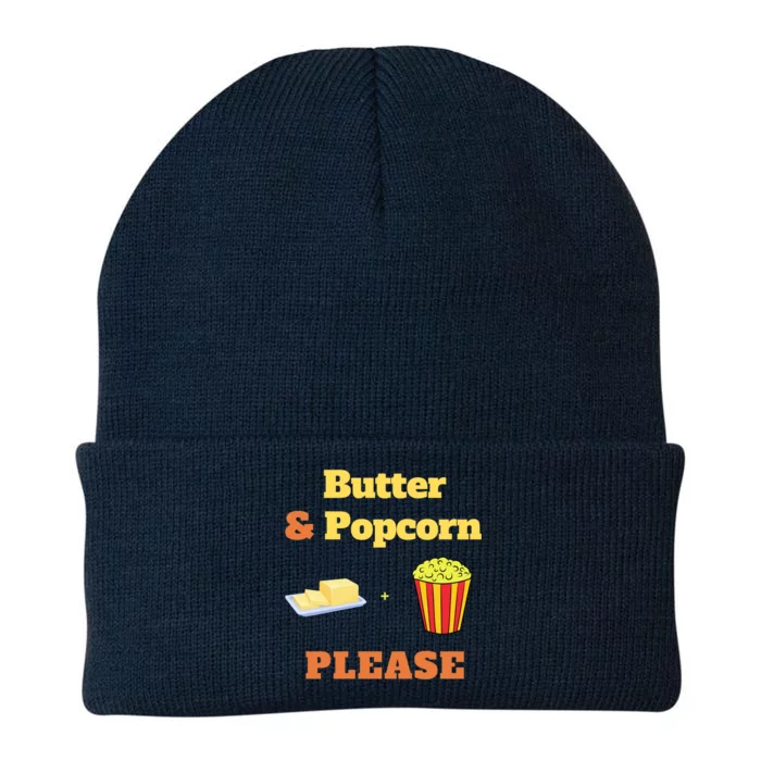 Butter And Popcorn Please National Popcorn Day Funny Foodie Gift Knit Cap Winter Beanie