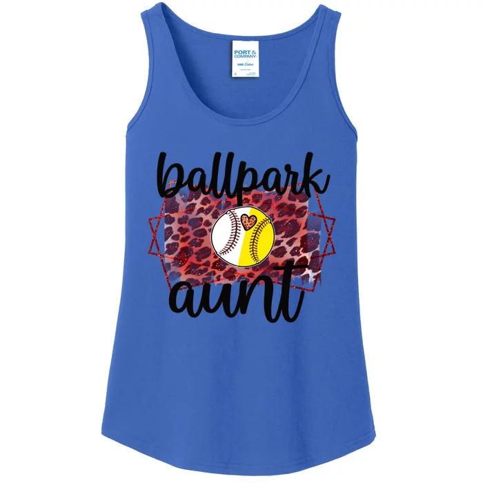 Ballpark Aunt Proud Baseball Softball Player Auntie Gift Ladies Essential Tank