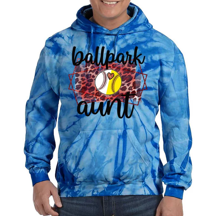 Ballpark Aunt Proud Baseball Softball Player Auntie Gift Tie Dye Hoodie