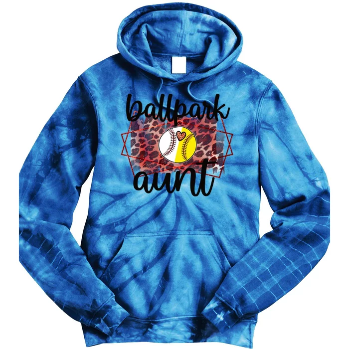 Ballpark Aunt Proud Baseball Softball Player Auntie Gift Tie Dye Hoodie