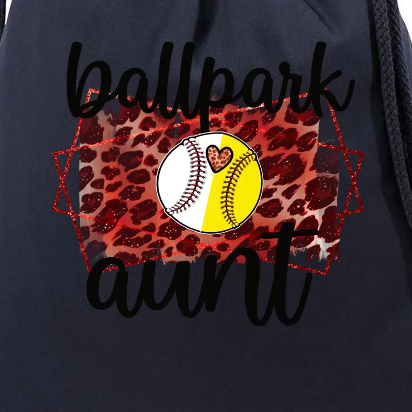 Ballpark Aunt Proud Baseball Softball Player Auntie Gift Drawstring Bag