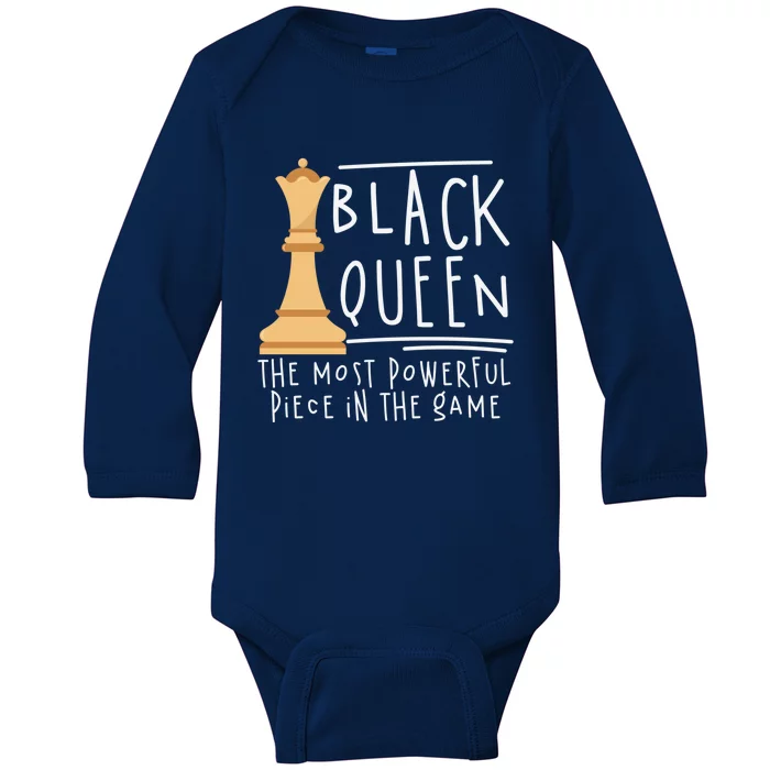 Black African Queen The Most Powerfull Piece Melanin Cool Gift Baby Long Sleeve Bodysuit