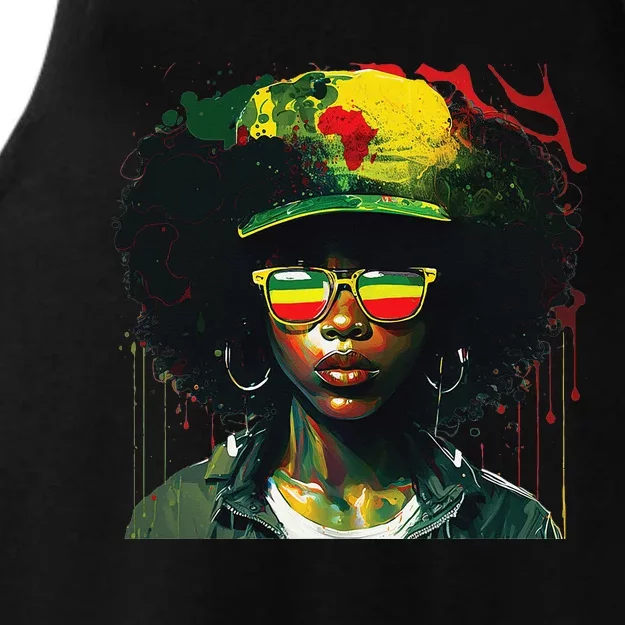 Black Afro Queen Melanin Dripping African Womens Juneteenth Ladies Tri-Blend Wicking Tank