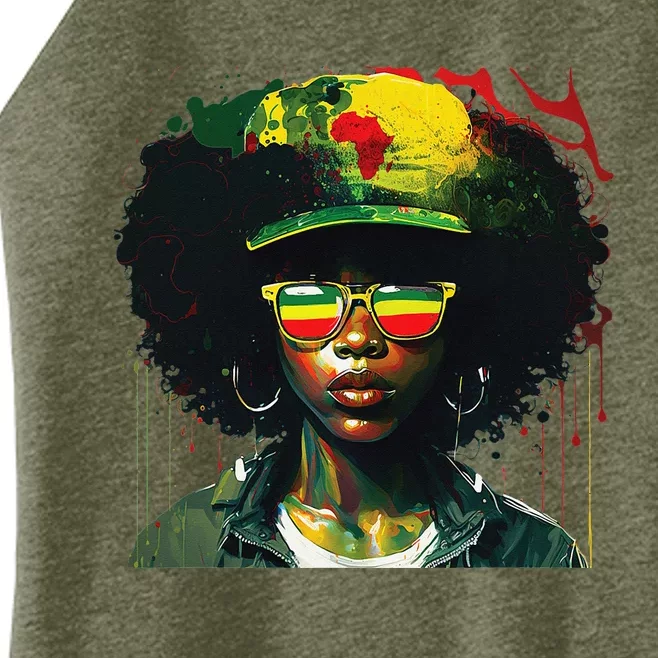 Black Afro Queen Melanin Dripping African Womens Juneteenth Women’s Perfect Tri Rocker Tank