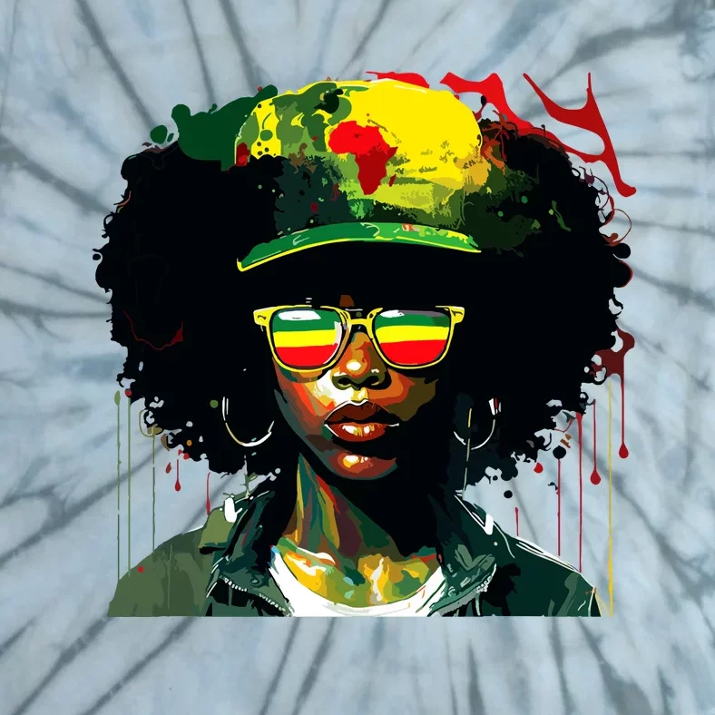 Black Afro Queen Melanin Dripping African Juneteenth Tie-Dye T-Shirt