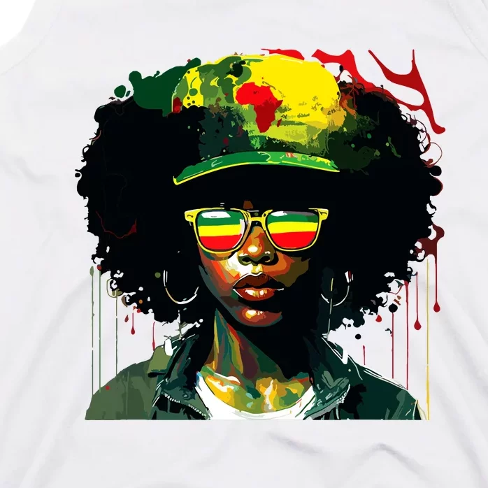 Black Afro Queen Melanin Dripping African Juneteenth Tank Top