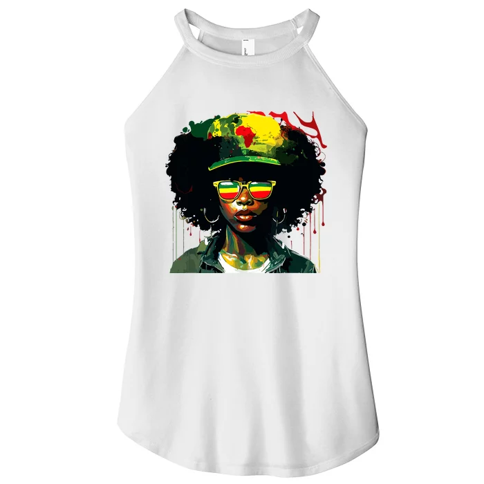 Black Afro Queen Melanin Dripping African Juneteenth Women’s Perfect Tri Rocker Tank