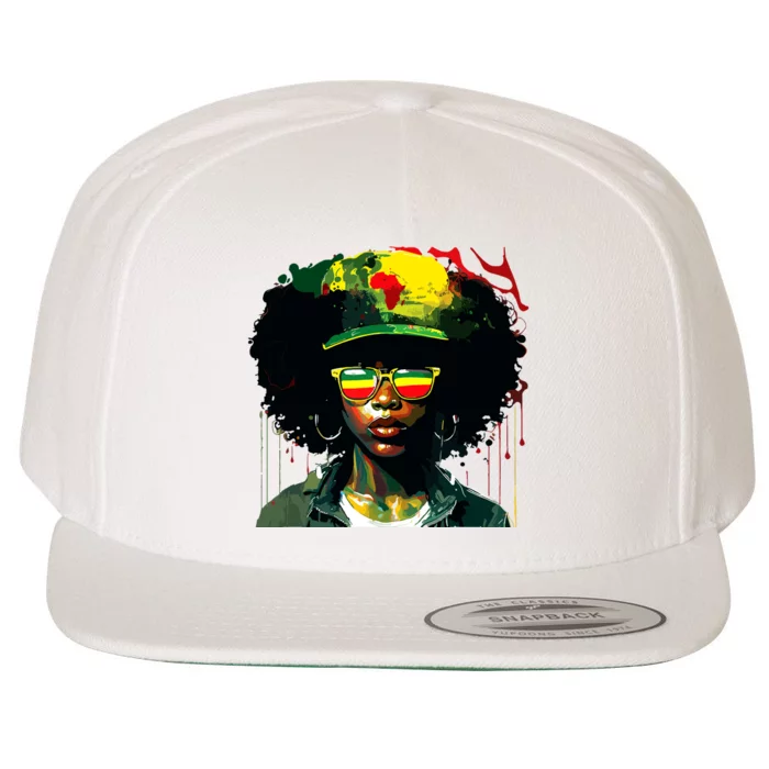 Black Afro Queen Melanin Dripping African Juneteenth Wool Snapback Cap